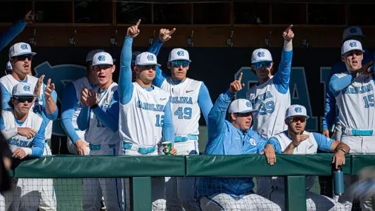 Dugout, Celebration       
University of North Carolina Baseball v High Point 
Boshamer Stadium 
Chapel Hill, NC 
Wednesday, March 15, 2023