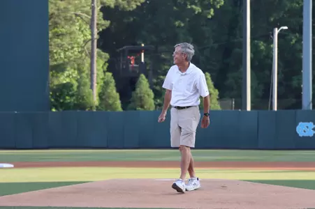 Joe Bray throws out first pitch