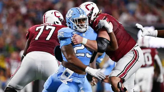 Kaimon Rucker 
University of North Carolina Football v South Carolina 
DukeÕs Mayo Classic 
Bank of America Stadium 
Charlotte, NC 
Saturday, September 2, 2023