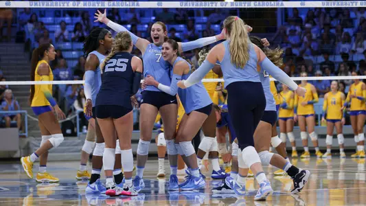 UNC reacts to scoring against Pitt.