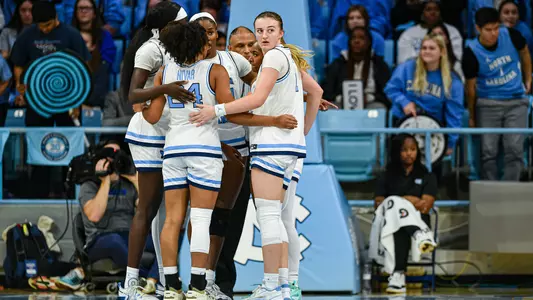 Huddle           
University of North Carolina Women's Basketball v Virginia 
Carmichael Arena 
Chapel Hill, NC 
Sunday, January 14, 2024