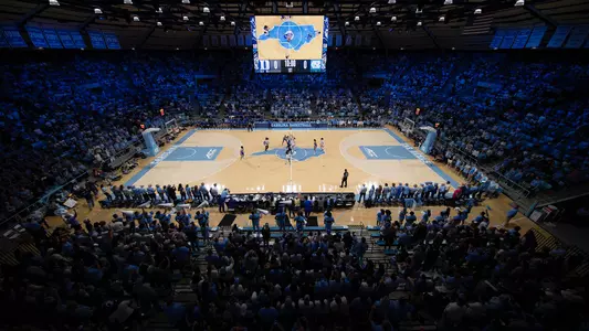UNC and Duke tip-off at Carmichael Arena on Sunday afternoon for the final regular season game for both teams. The game was played in front of a sellout crowd as the Tar Heels won on senior night.