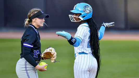Senior Aneshia Jordan reacts after a stolen base during their game against Lipscomb. The Tar Heels lost 1-0.