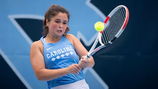 Freshman Susan Maltby returns a volley against Florida on Sunday morning during the Kitty Harrison Invitational at the Chewning Tennis Center.