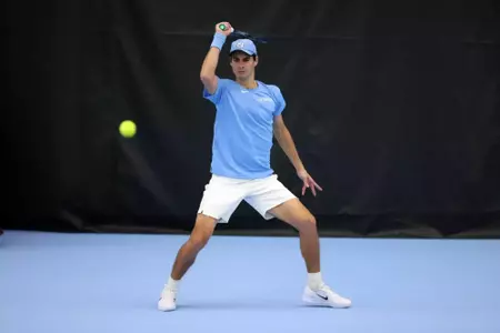 Chapel Hill, NC – Jan 19: NCAA Men's Tennis - James Madison at North Carolina at Chewning Tennis Center in Chapel Hill, NC on January 19, 2025. (Credit: Andy Mead/YCJ)