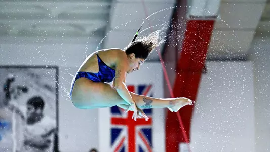 Graduate student Aranza Vázquez Montaño captured wins on both the 1-meter and 3-meter dives against N.C. State at Willis R. Casey Aquatic Center in Raleigh Friday evening.