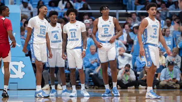 Jarin Stevenson, Jaydon Young, Jonathan Powell, James Brown, Derek Dixon  
University of North Carolina Men’s Basketball v Winston-Salem State 
Dean E. Smith Center 
Chapel Hill, NC 
Wednesday, October 29, 2025
