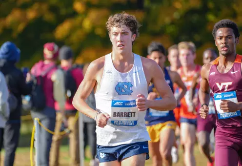 Freshman Joe Barrett competes at the ACC Cross Country Championships at E.P. “Tom” Sawyer State Park in Louisville, Ky., Friday.