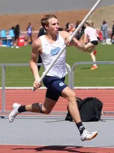 Freshman Nick Pennington competes in the pole vault during the Raleigh Relays at Paul Derr Track in Raleigh.