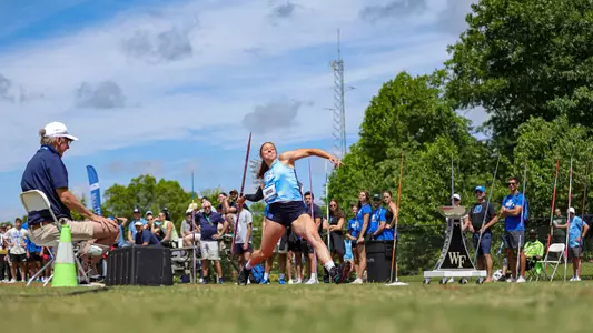 Graduate student Kate Joyce competes in javelin during the ACC Championships on May 17, 2025.