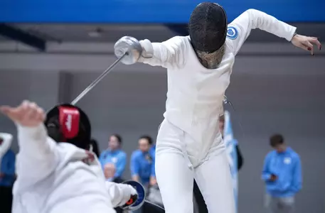 Freshman Mia Smotritsky competes in the epee against Boston College during the Beguinet Classic at Wilson Recreation Center on the Duke University campus Saturday.