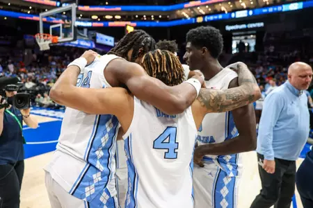 huddle vs. Notre Dame, 2025 ACC Tournament