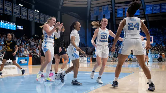 celebration 
University of North Carolina Women's Basketball v West Virginia 
NCAA Tournament  
Carmichael Arena 
Chapel Hill, NC 
Monday, March 24, 2025