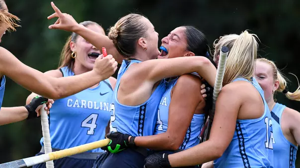 Redshirt sophomore Ella Barbacci, center, celebrates her first career goal against Stanford at Karen Shelton Stadium Sunday.