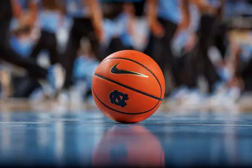 CHAPEL HILL, NC - FEBRUARY 07: A detail view of a basketball with the North Carolina Tar Heels logo during a game against the Duke Blue Devils on February 07, 2026 at the Dean Smith Center in Chapel Hill, North Carolina. North Carolina won 71-68. (Photo by Peyton Williams/UNC/Getty Images)