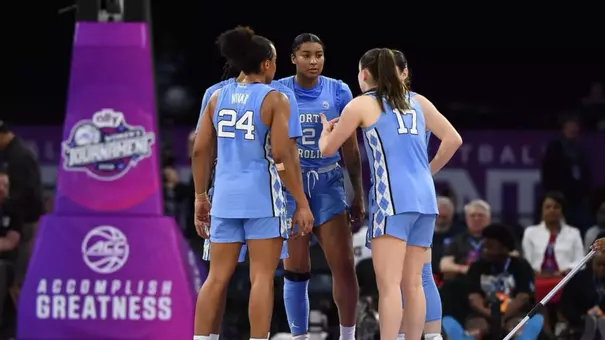 huddle University of North Carolina Women’s Basketball v Louisville ACC Tournament Gas South Arena Duluth, GA Saturday, March 7, 2026