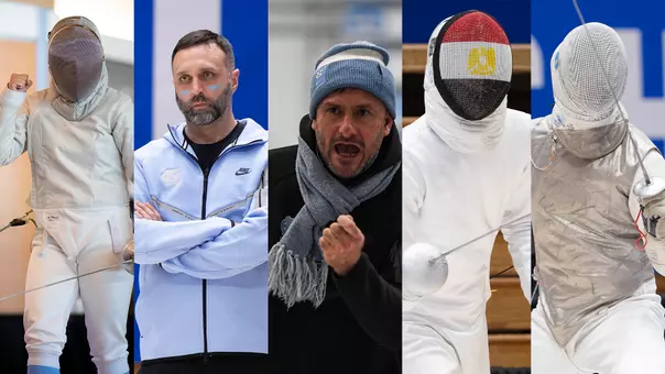 Cover Photos of 5 Fencers who were named USFCA award finalists