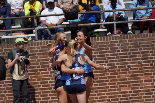Women's DMR Team Celebrates Setting NCAA Record At Penn Relays