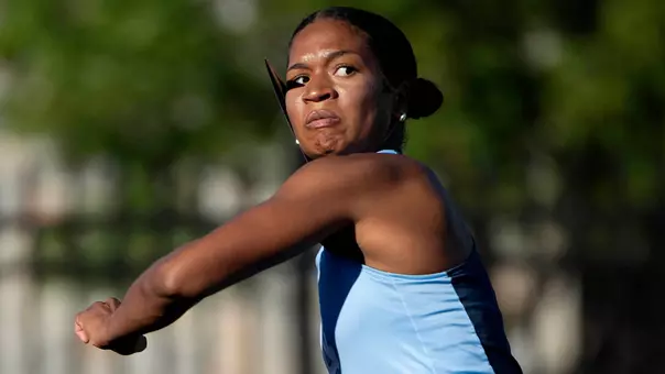 Junior Spencer Young competes in the javelin during the Duke Twilight meet at Morris Williams Stadium in Durham Sunday.