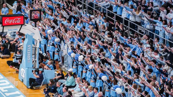 students arms up - unc vs notre dame - 012126
