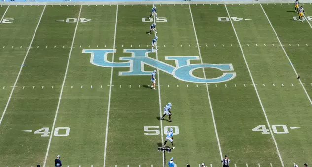 Overview of Kenan Stadium with Stairstep Logo