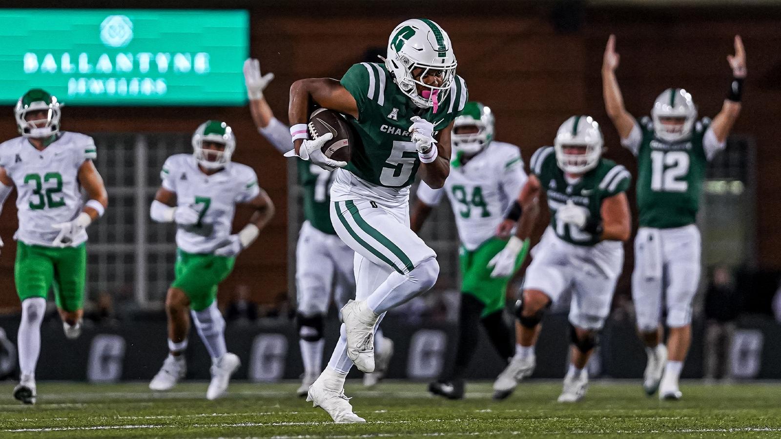 Javen Nicholas runs after a catch