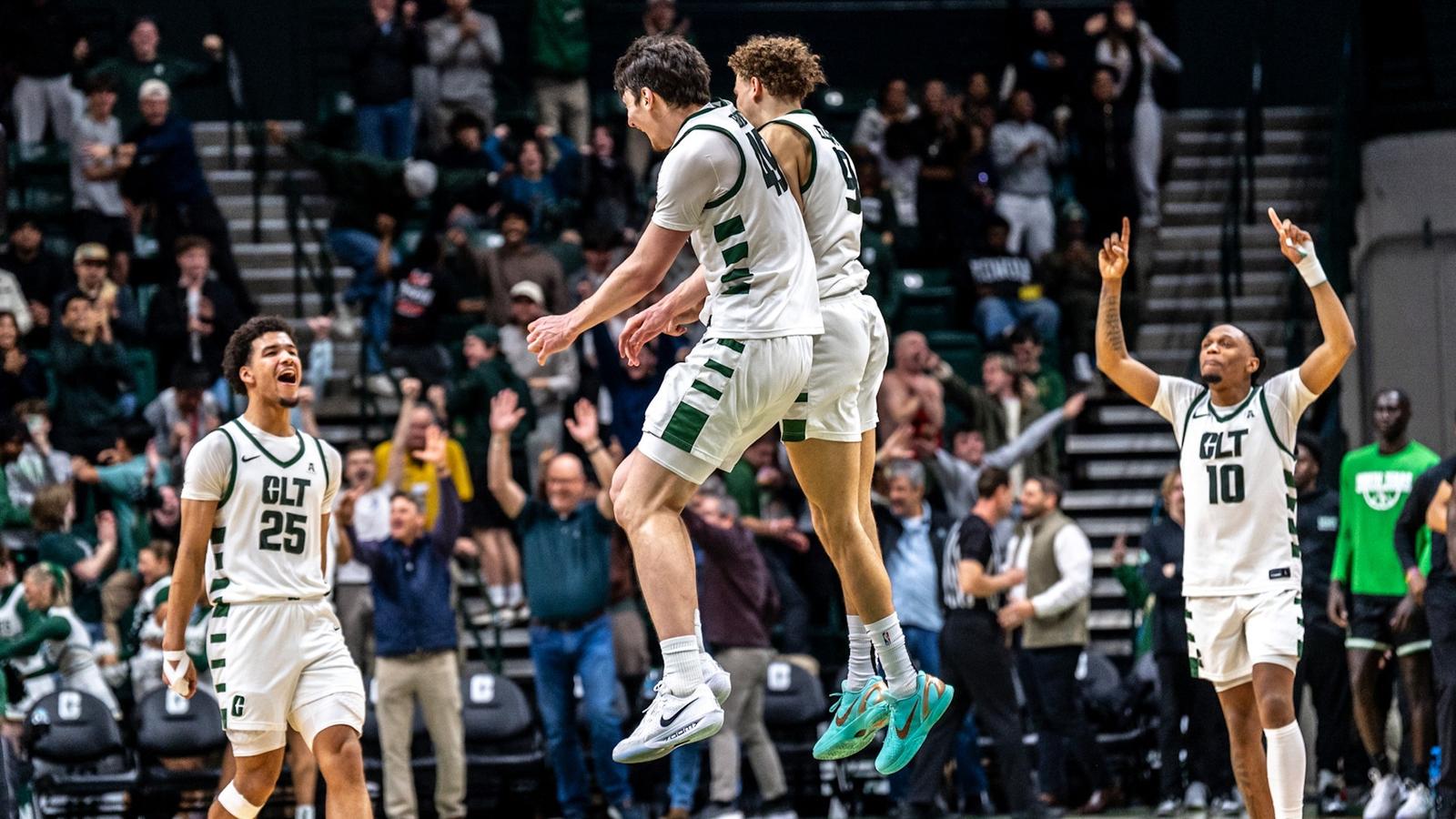 Anton Bonke and Spencer Elliott celebrate Charlotte's win over North Texas