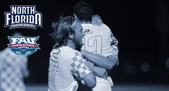 Picture of Players embracing, UNF and FAU logos