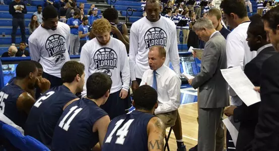 Basketball team huddle