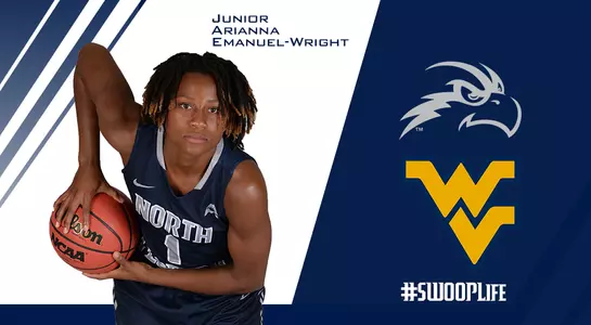 Arianna Emanuel-Wright stands with the ball on the preview image for West Virginia