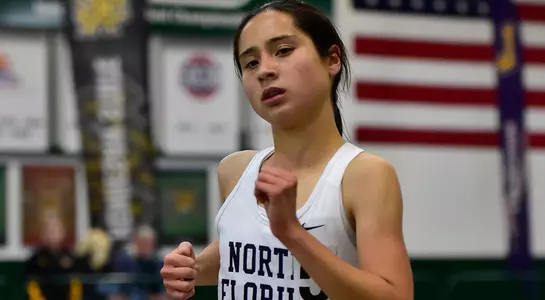 Eden Meyer crosses the finish line in the 3000m race
