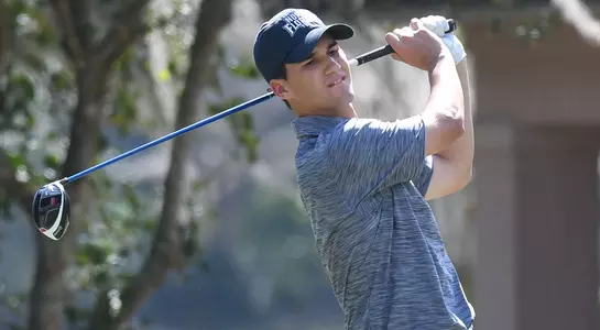 Philip Knowles hits a tee shot for the UNF men's golf team