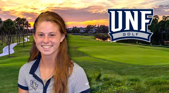 Women's golfer Sydney Shrader head shot with Kiawah Island's Osprey Point Golf Course in the background