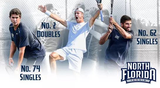 Action shots of Men's Tennis Players with their national rankings