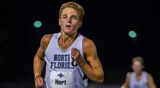 Brad Hort races to the finish line in the 1500 meter race