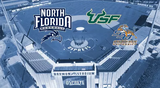 The North Florida baseball team will play midweek games on the road at USF and at Harmon Stadium versus Savannah State