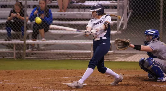Niesman hits the ball during an evening game.