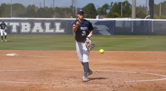 Amanda Blanchard mid-pitch