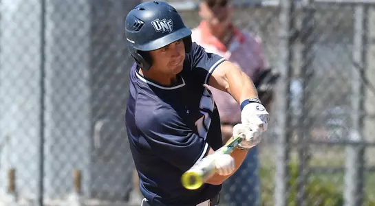 Alex Merritt swing connects for one of his three hits in the game