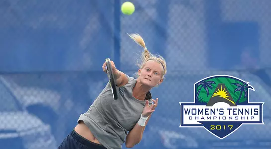 Luise Intert returns the ball at the ASUN Tournament