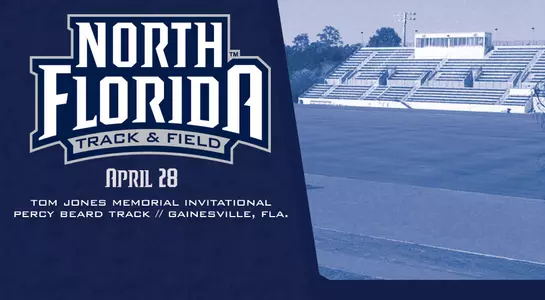 Graphic featuring Florida's Percy Beard Track which will host the Tom Jones Memorial Meet