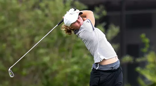 Sydney Merchant hits a tee shot