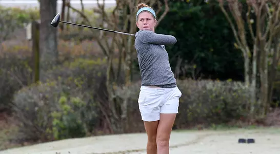 Sydney Shrader hits a tee shot
