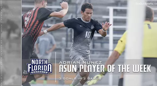 Adrian Nunez earns the ASUN men's soccer Player of the Week award