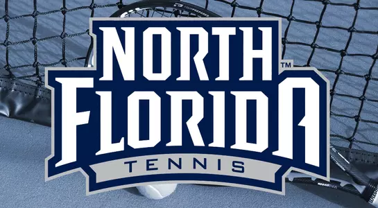 UNF Tennis logo over a tennis racket