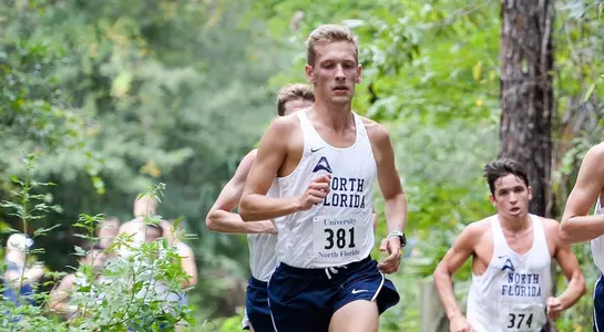 Fynn Timm runs with the pack at the UNF XC Invitational