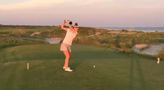 Sydney Shrader hits a tee shot at the Ocean Course in Kiawah Island
