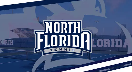 Tennis courts with the North Florida tennis logo over the top.