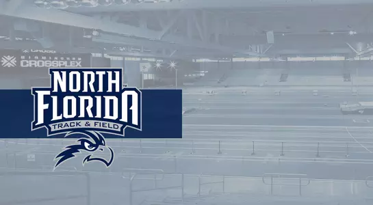 Track & Field recap graphic with background photo of Birmingham CrossPlex facility