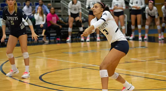 Gabby O'Connell connects with the volleyball on a dig.